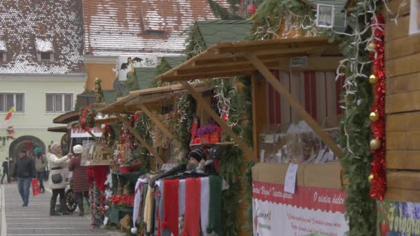 Christmas Stalls Souvenirs — Stock Video