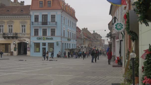 Calle Republicii Vista Desde Plaza Del Consejo Brasov — Vídeo de stock