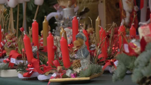 Decorações Natal Com Velas — Vídeo de Stock