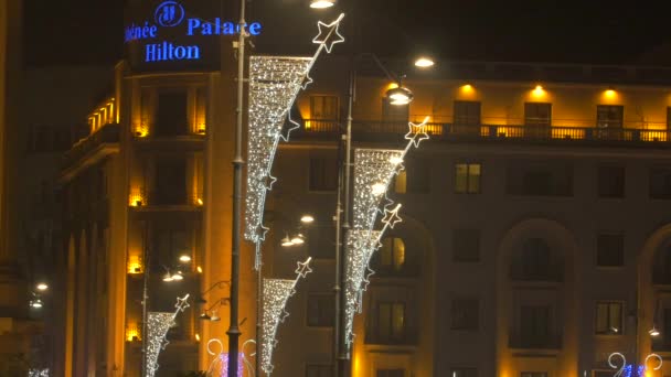 Athens Palace Hilton Και Χριστουγεννιάτικα Στολίδια — Αρχείο Βίντεο
