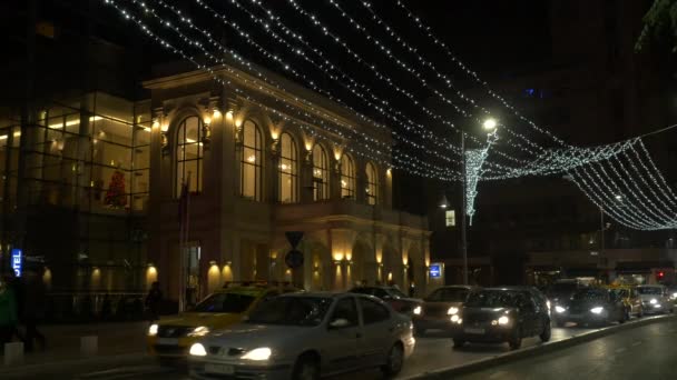 Geceleri Calea Victoriei Araba Sürmek — Stok video