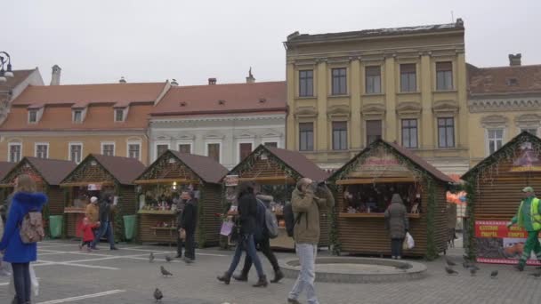 Mercado Navidad Casco Antiguo Brasov — Vídeos de Stock