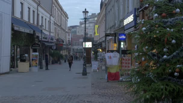 Arbre Noël Dans Une Rue Bucarest — Video
