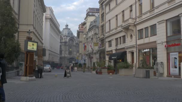 Straße Mit Geschäften Bukarest — Stockvideo