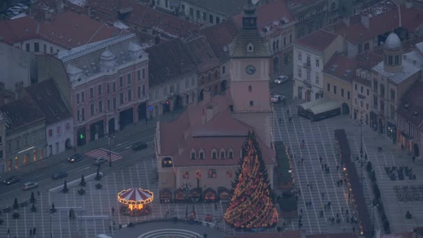 Ângulo Alto Prefeitura Velha Brasov — Vídeo de Stock