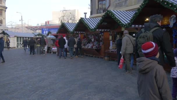 Souvenir Bås Bukarest Julmarknad — Stockvideo