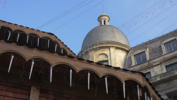 Bâtiment Avec Dôme Lumières Noël — Video