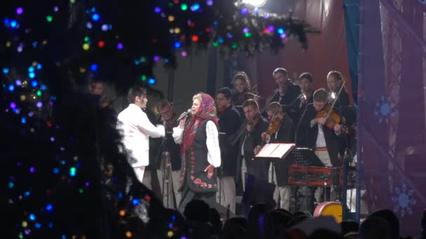 Femme Chantant Marché Noël Bucarest — Video