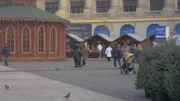 Wandelen Kerstmarkt Van Boekarest — Stockvideo