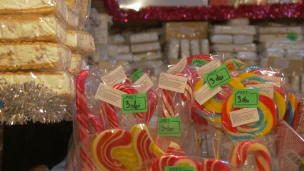 Lollipops Candy Canes Other Sweets — Stock Video