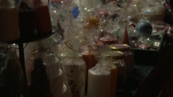 Candles Candle Jars Christmas Market — Stock Video