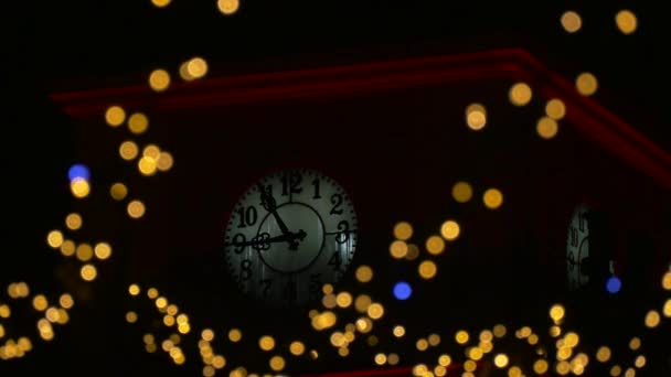 Tour Horloge Vue Travers Les Décorations Noël — Video