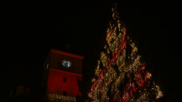 Christmas Tree History Museum Clock Tower — Stock Video