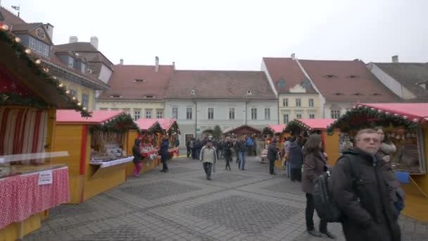 Människor Julmarknaden — Stockvideo