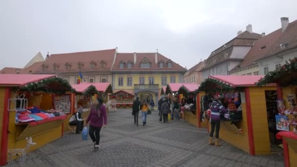 Sibiu Christmas Market View — Stock Video