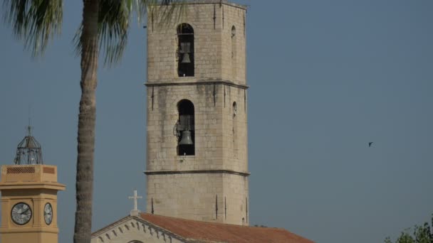 Klocktornet Notre Dame Puy Cathedral Grasse — Stockvideo