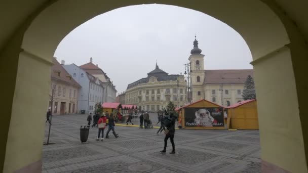 圣诞市场的Sibiu — 图库视频影像