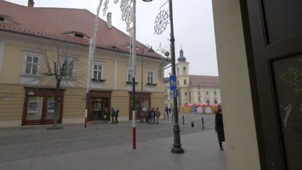 Zicht Sibiu Tijdens Kerstmis — Stockvideo