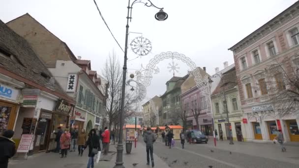 Straat Met Kerstversiering — Stockvideo