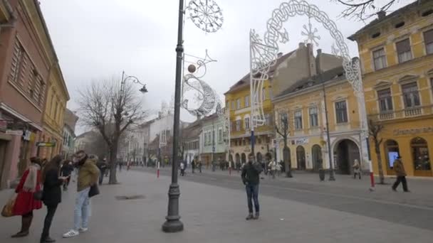 Sibiu Daki Nicolae Balcescu Caddesi — Stok video