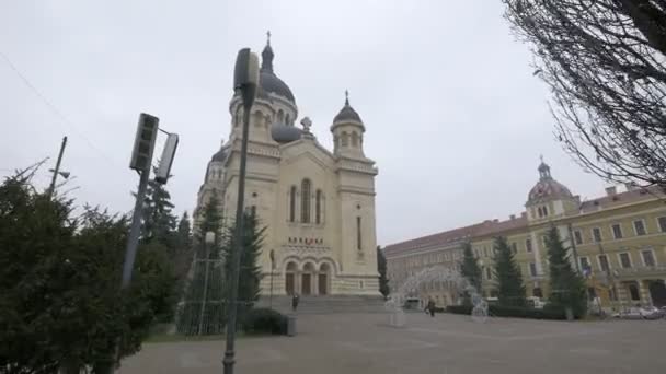 Praça Avram Iancu Catedral Ortodoxa — Vídeo de Stock