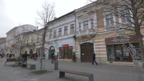 Caminhando Eroilor Boulevard Cluj Napoca — Vídeo de Stock