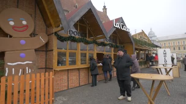 Comprar Comida Mercado Navidad — Vídeo de stock