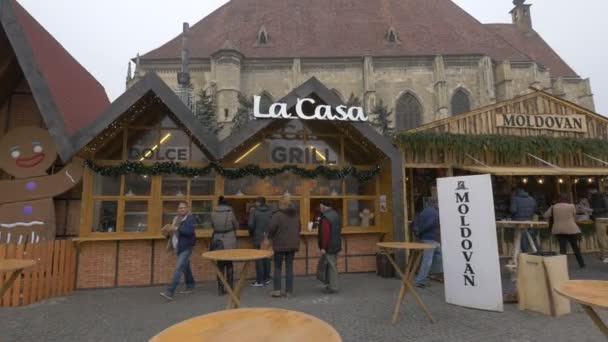 Stalls Food Christmas Market — Stock Video