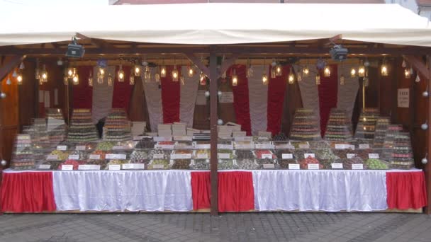 Christmas Stall Sweets — Stock Video