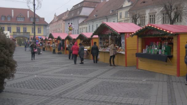 Människor Julmarknaden — Stockvideo