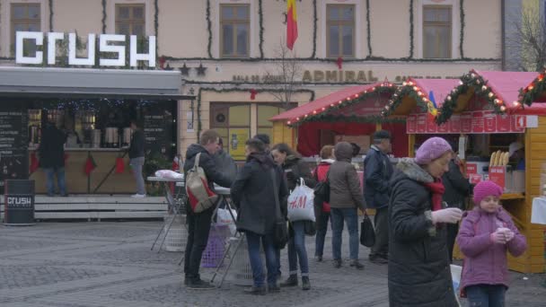 Folk Kopplar Julmarknad — Stockvideo