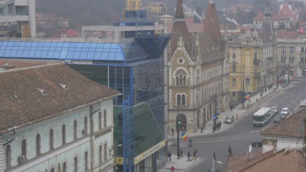 Edifícios Antigos Novos Cluj Napoca — Vídeo de Stock