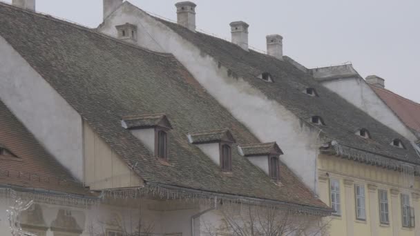 Dach Budynków Pokryty Śniegiem — Wideo stockowe