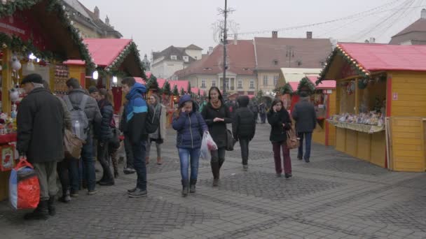 Mensen Kerstmarkt — Stockvideo