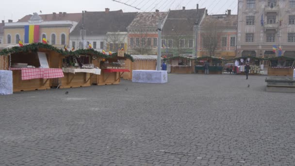 Клуж Рождественский Рынок Видели Второй Половине Дня — стоковое видео