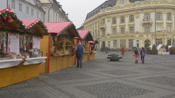 Sibiu Christmas Market View — Stock Video