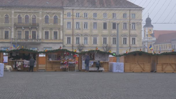 Mercado Navidad Plaza Unirii — Vídeo de stock