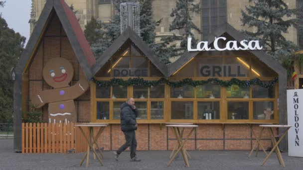 Casa Bancarella Strada Mercatino Natale — Video Stock