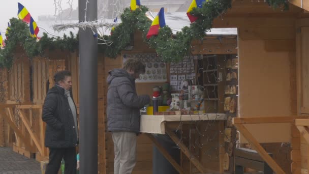 People Christmas Market — Stock Video