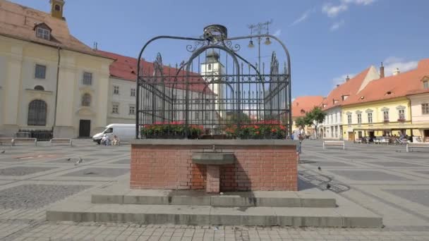 Falkenhayn Fountain Sibiu — Stockvideo