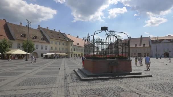 Fuente Falkenhayn Gran Plaza Sibiu — Vídeo de stock