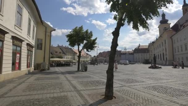 Popołudnie Wielkim Placu Sibiu — Wideo stockowe