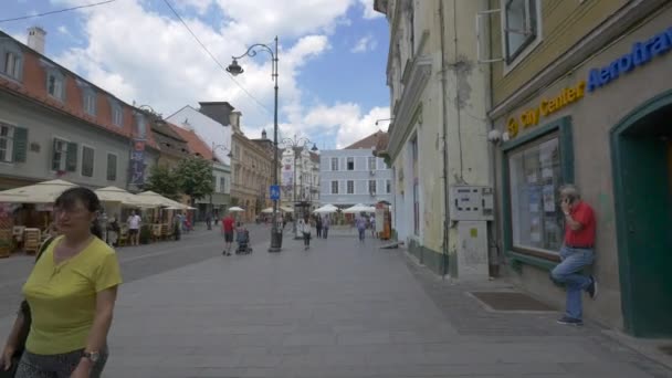 Calle Nicolae Balcescu Ciudad Sibiu — Vídeos de Stock