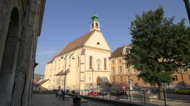 Ursuline Grieks Katholieke Kerk Sibiu — Stockvideo