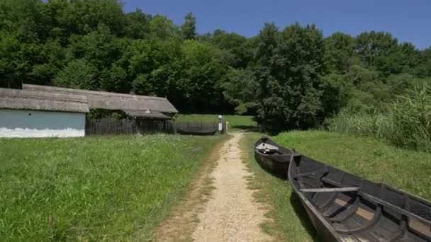 Wooden Boats Houses Astra Museum — Stock Video