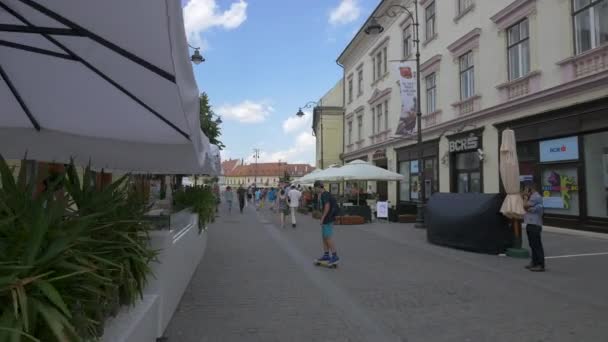 Nicolae Balcescu Straße Sibiu — Stockvideo