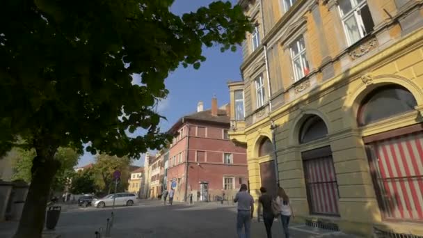 Gatan Centrum Sibiu — Stockvideo