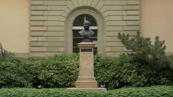 Estátua Busto Universidade Genebra — Vídeo de Stock