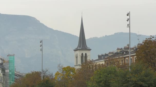 Башня Церкви Женеве — стоковое видео