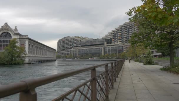 Quai Seujet Waterkant Genève — Stockvideo